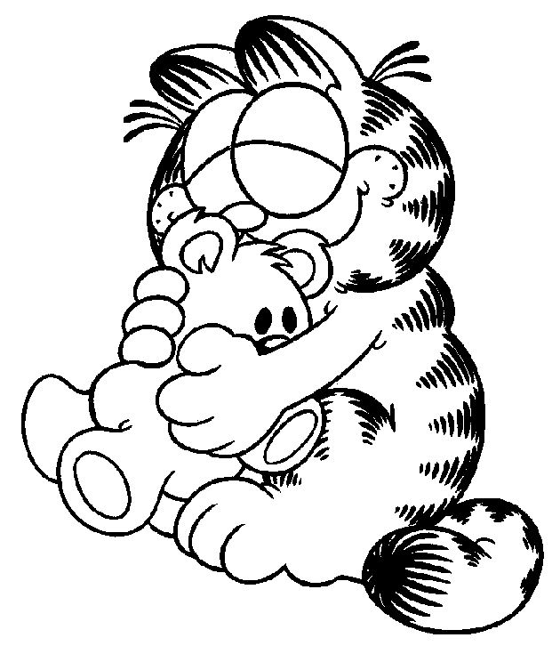 coloriage garfield et son nounours